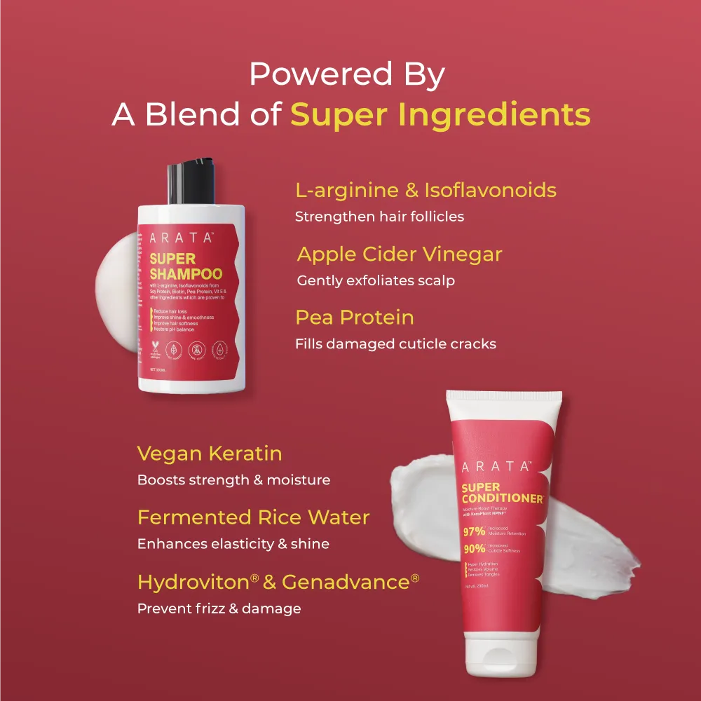 Super Moisture Duo with Biotin & Vegan Keratin for Dry & Damaged Hair - Super Shampoo (300ml) + Super Conditioner (200ml) - Image 3