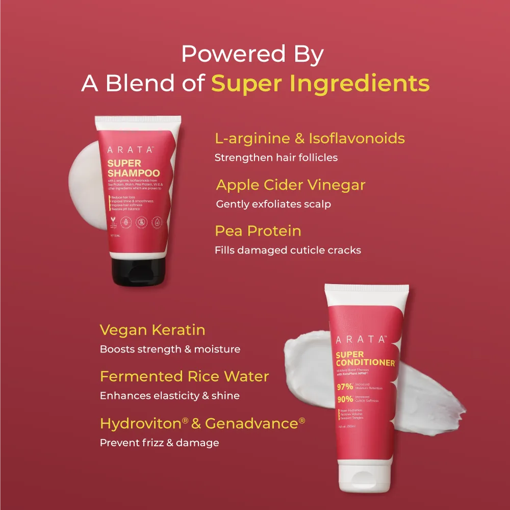Super Moisture Duo with Biotin & Vegan Keratin for Dry & Damaged Hair - Travel Pack - Super Shampoo (150ml) + Super Conditioner (200ml) - Image 3