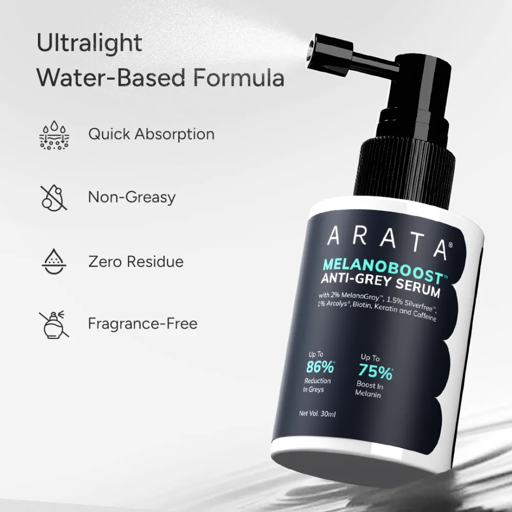 MelanoBoost™ Anti-Grey Hair & Beard Serum with MelanoGray™, Silverfree™, Arcolys® & Vegan Keratin - 30ml (Pack of 3) - Image 6