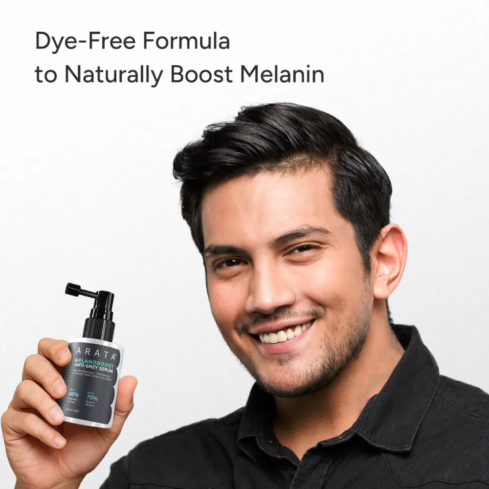 MelanoBoost™ Anti-Grey Hair & Beard Serum with MelanoGray™, Silverfree™, Arcolys® & Vegan Keratin - 30ml (Pack of 3) - Image 7