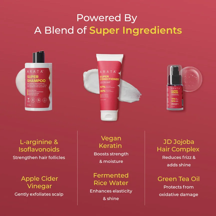 Super Anti-Damage Trio with Biotin, Jojoba & Vegan Keratin for Dry, Frizzy, & Damaged Hair - Super Shampoo™ (300ml) + Super Conditioner™ (200ml) + Super Serum™ (30ml) - Image 3