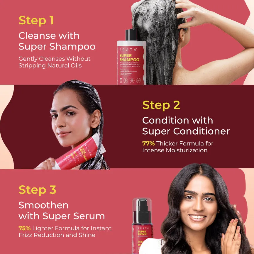 Super Anti-Damage Trio with Biotin, Jojoba & Vegan Keratin for Dry, Frizzy, & Damaged Hair - Super Shampoo™ (300ml) + Super Conditioner™ (200ml) + Super Serum™ (30ml) - Image 4