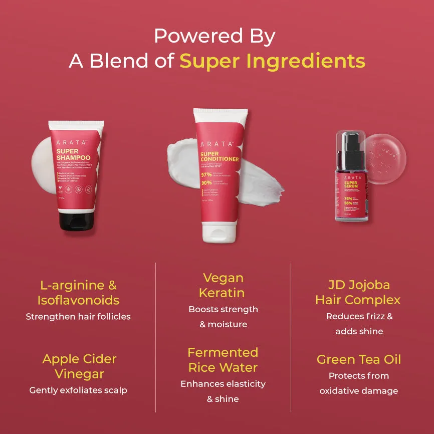 Super Anti-Damage Value Pack with Biotin, Jojoba & Vegan Keratin for Dry, Frizzy, & Damaged Hair - Super Shampoo™ (150ml) + Super Conditioner™ (200ml) + Super Serum™ (30ml) - Image 3