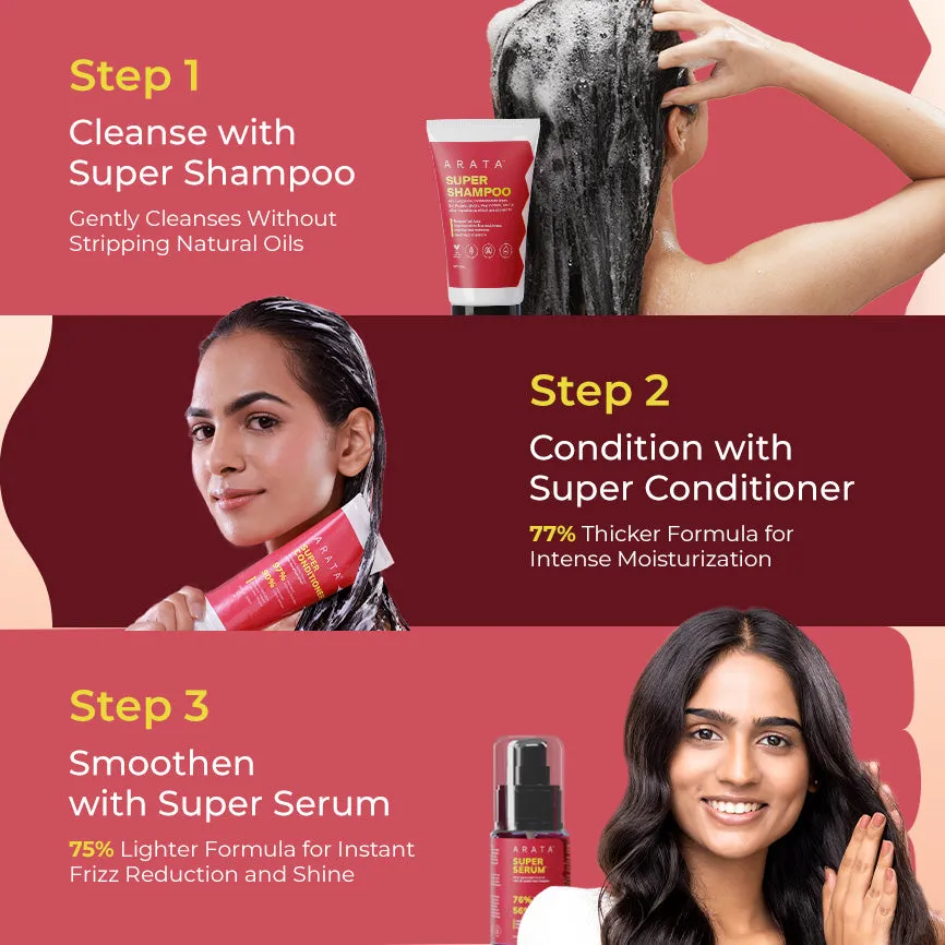 Super Anti-Damage Value Pack with Biotin, Jojoba & Vegan Keratin for Dry, Frizzy, & Damaged Hair - Super Shampoo™ (150ml) + Super Conditioner™ (200ml) + Super Serum™ (30ml) - Image 4